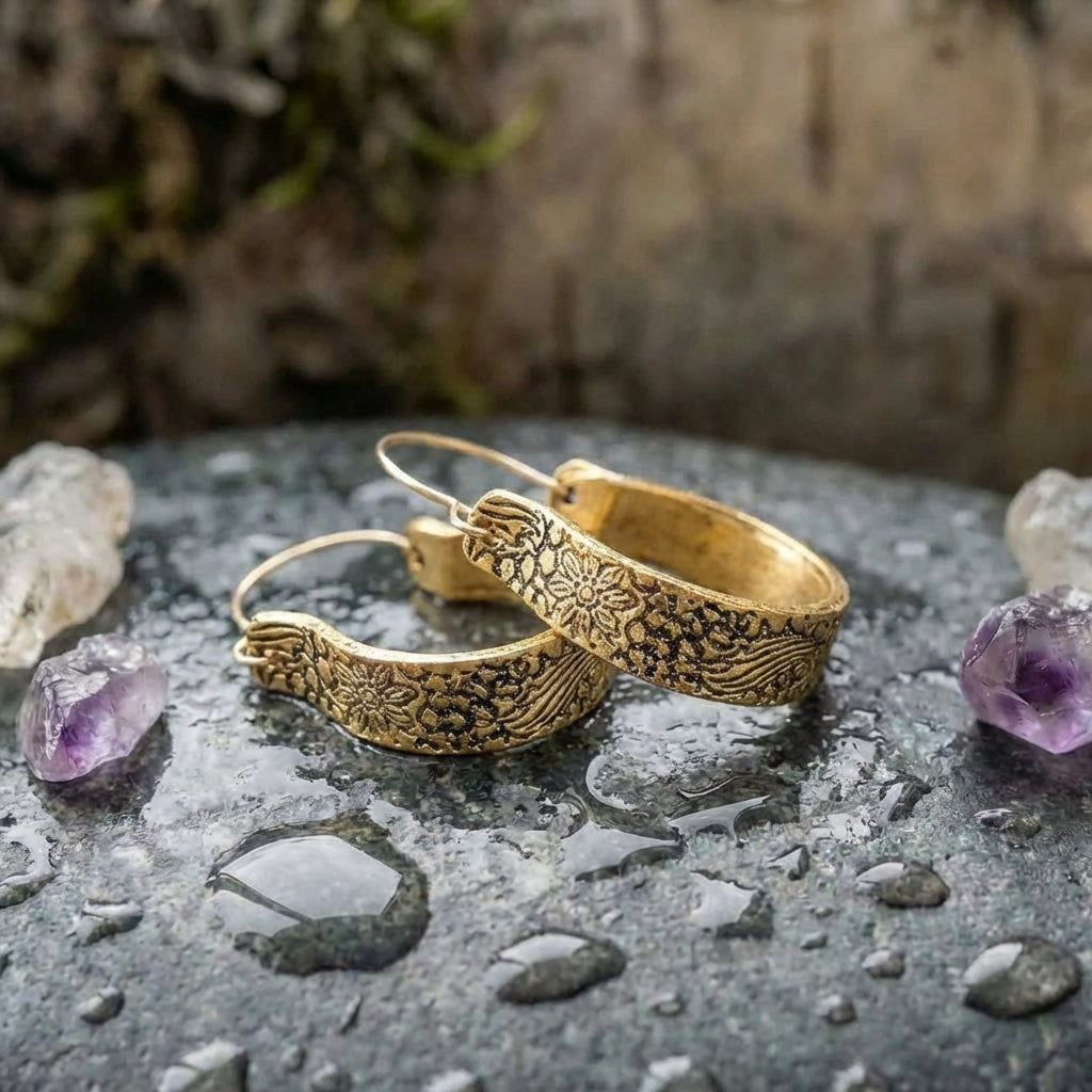 Vintage Gold Flower Earrings