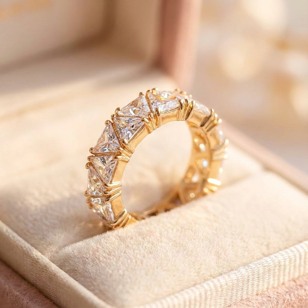 Vintage Gold Triangular Stone Eternity Ring