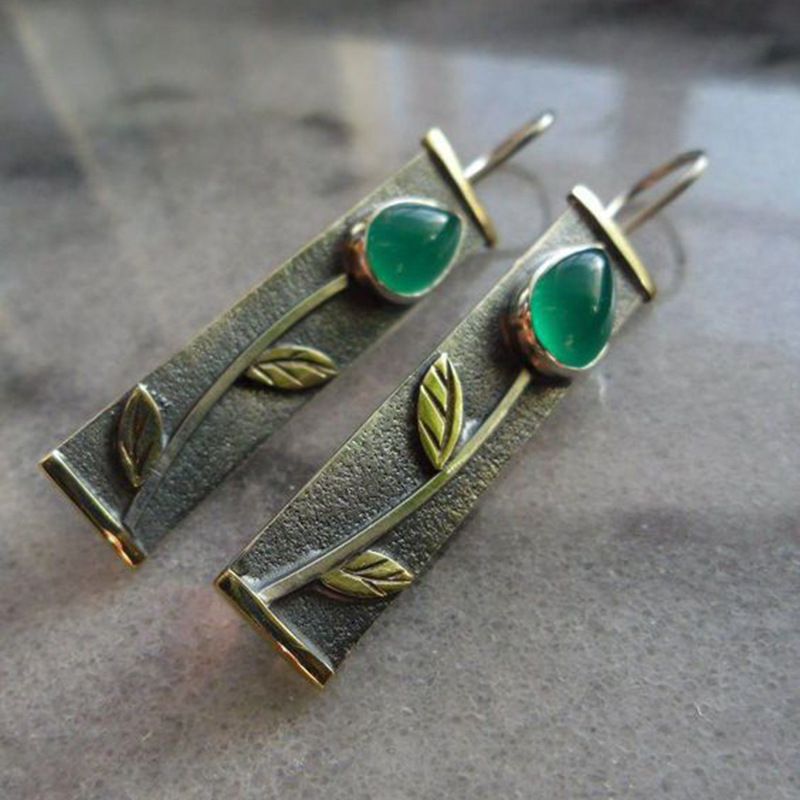 Vintage Green Agate Earrings