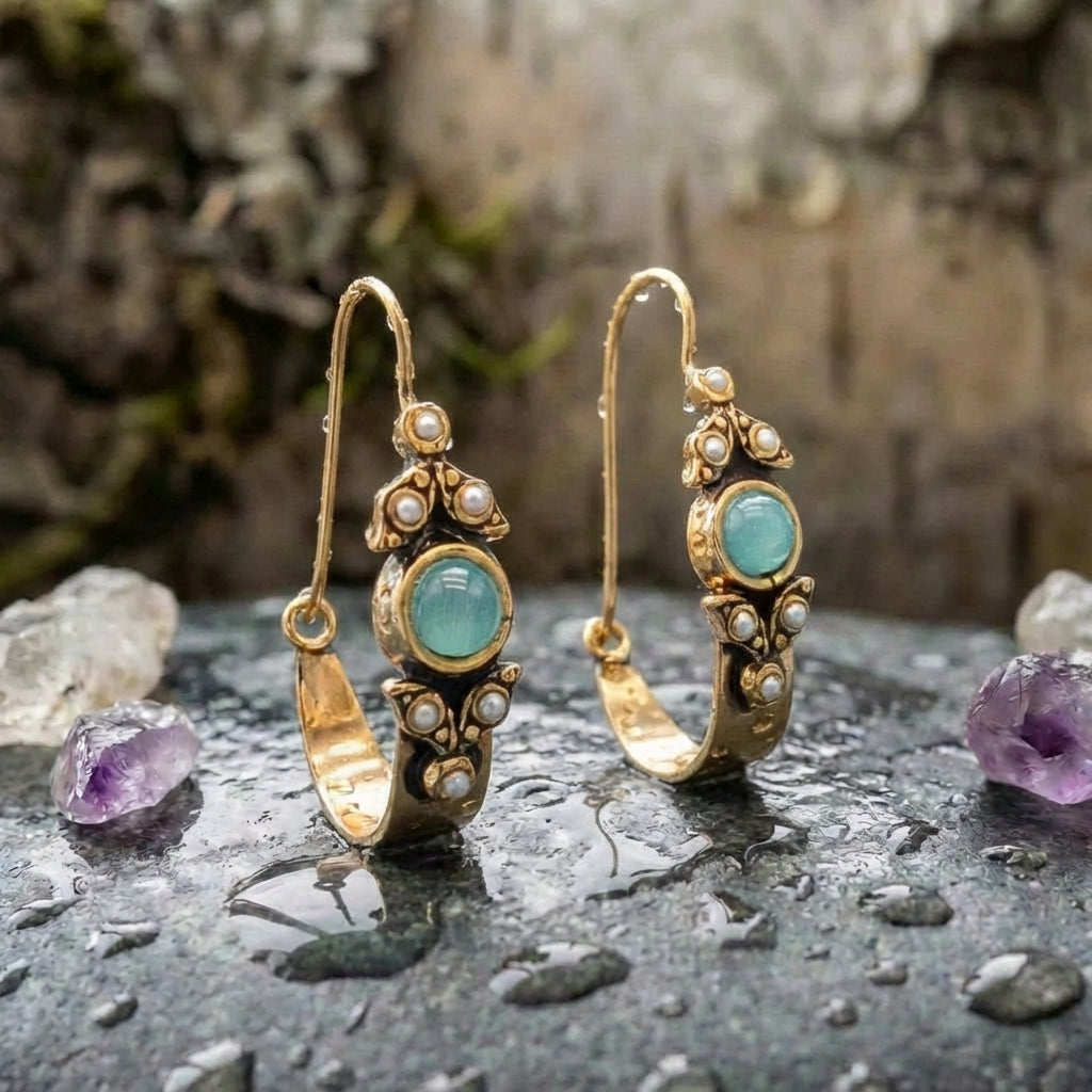 Vintage Green Stone Earrings