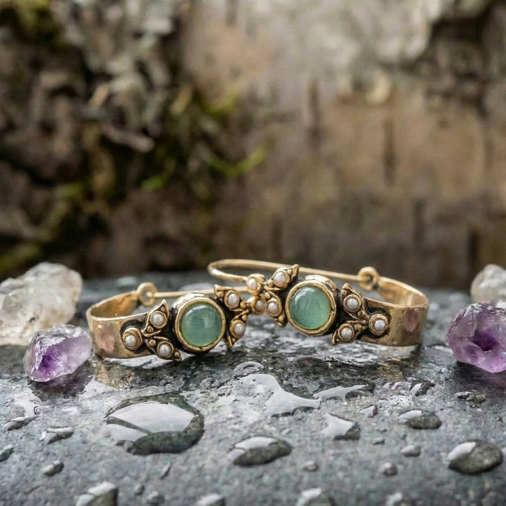 Vintage Green Stone Earrings