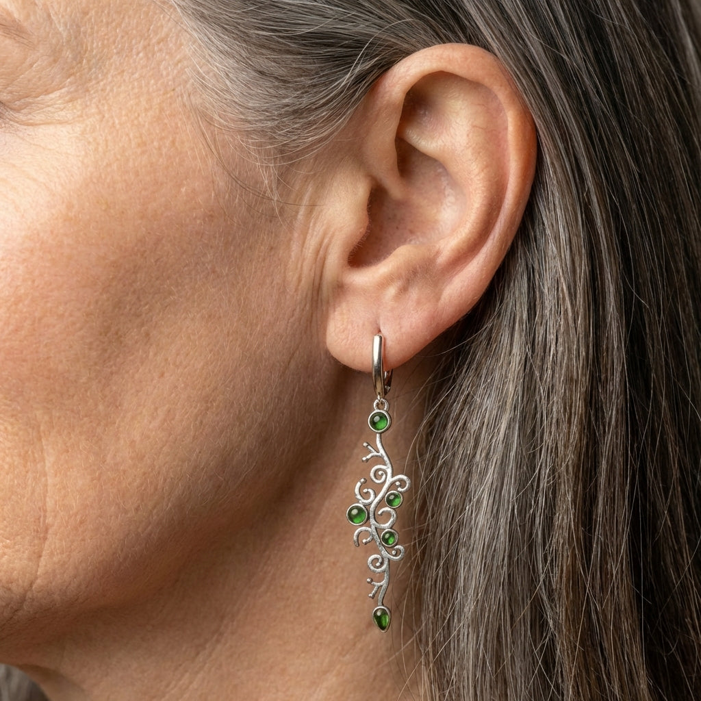 Vintage Green Stone Earrings