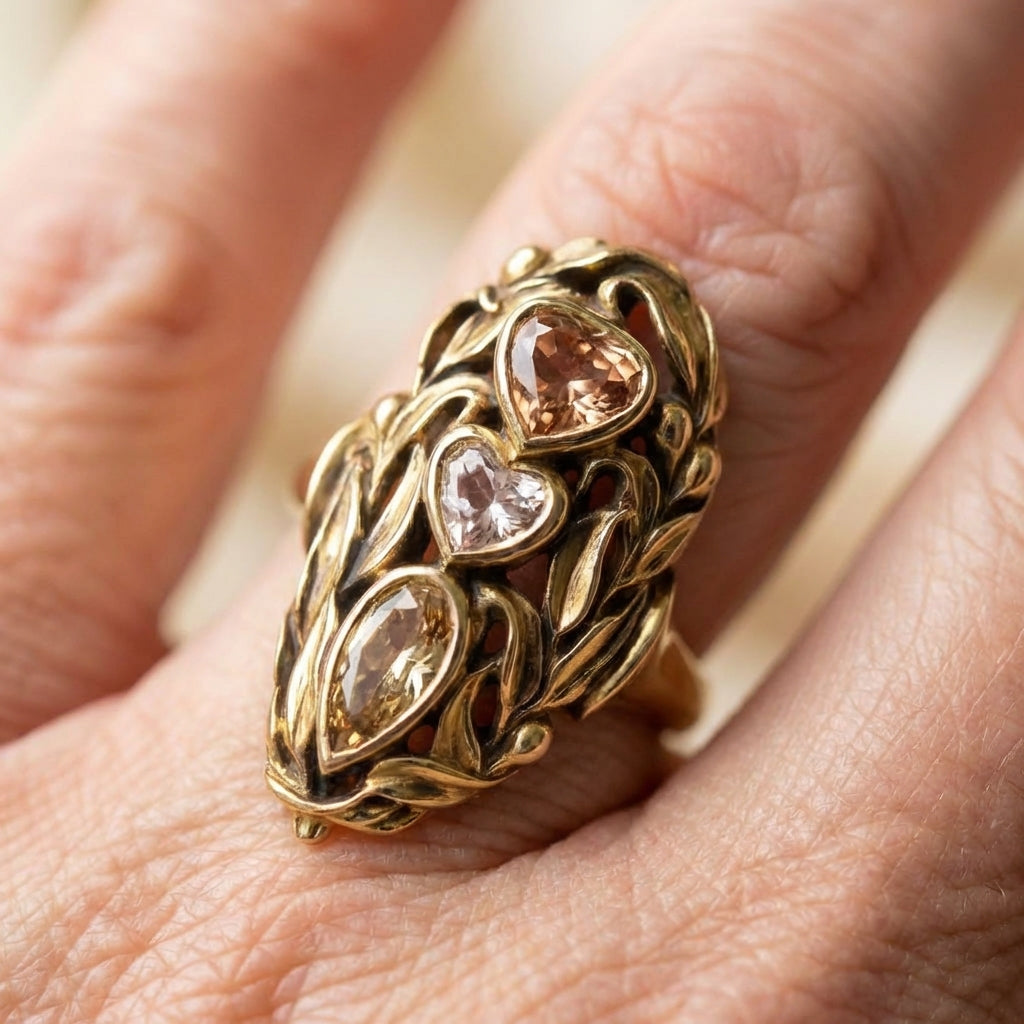 Vintage Heart Gemstone Ring