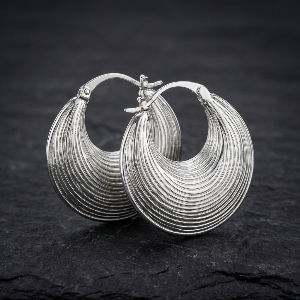 Vintage Hoop Silver Earrings