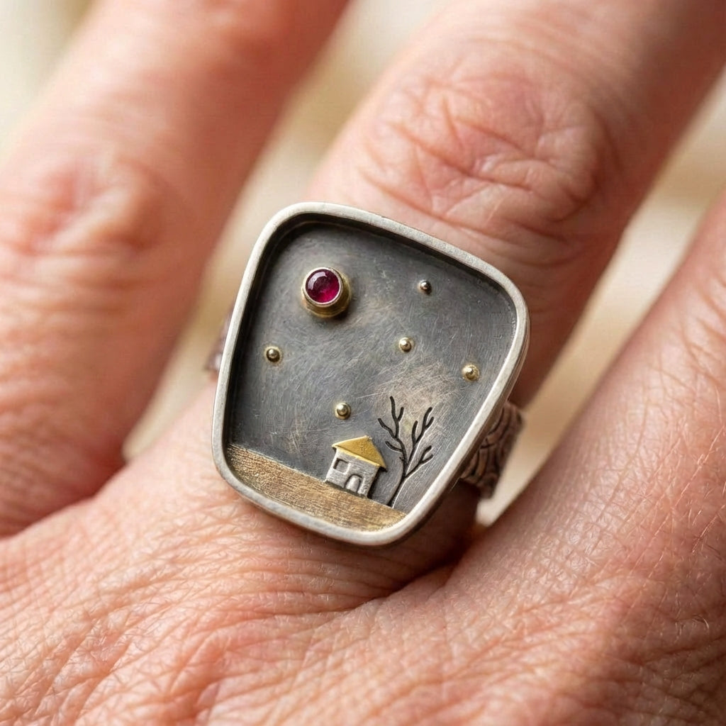 Vintage House Landscape Ring