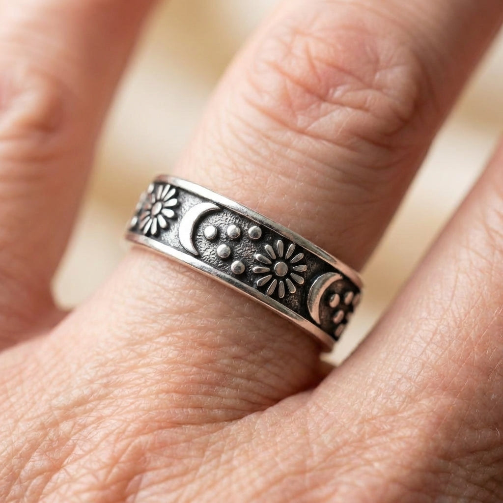 Vintage Moon Sun Ring