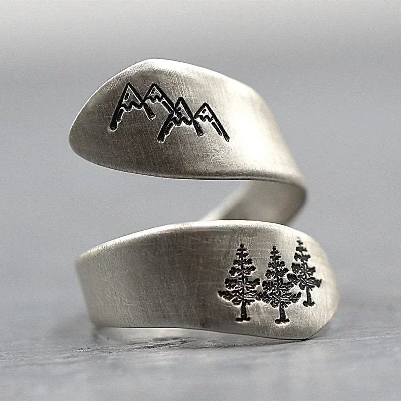 Vintage Mountain Forest Ring