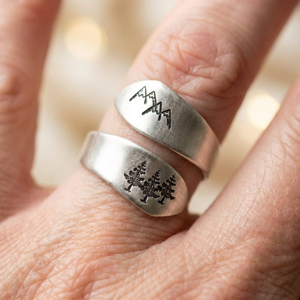 Vintage Mountain Forest Ring