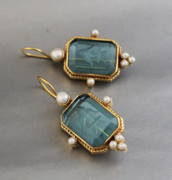 Vintage Pearl Intaglio Earrings