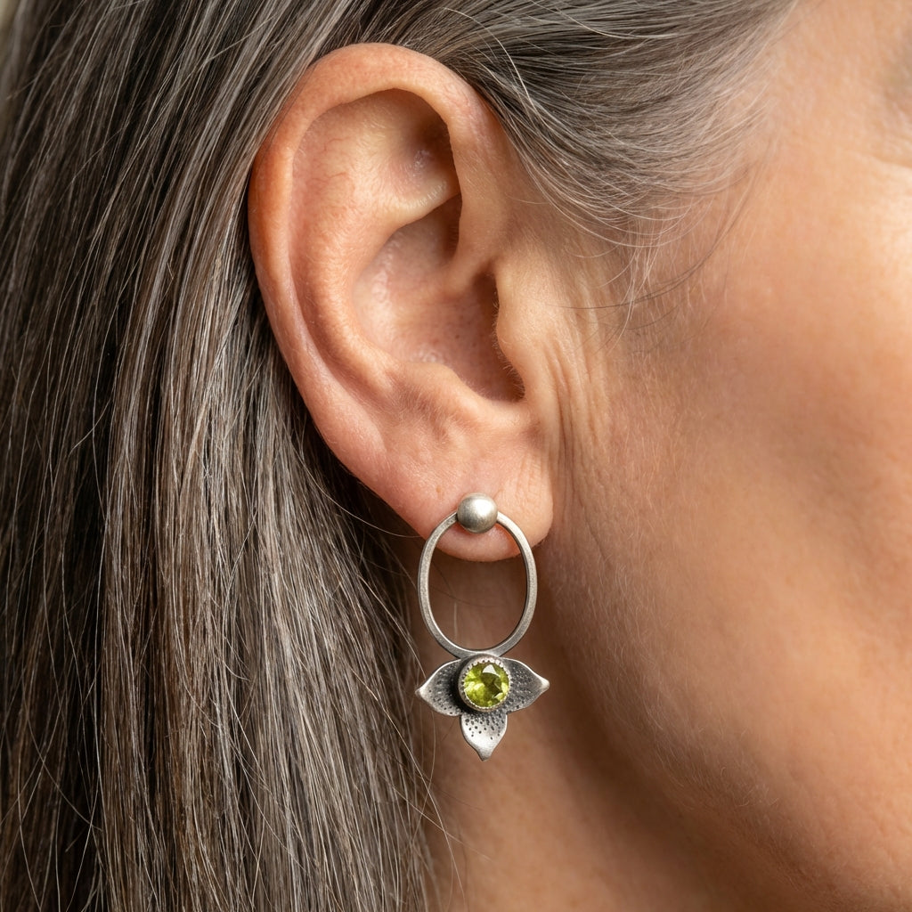 Vintage Peridot Flower Earrings