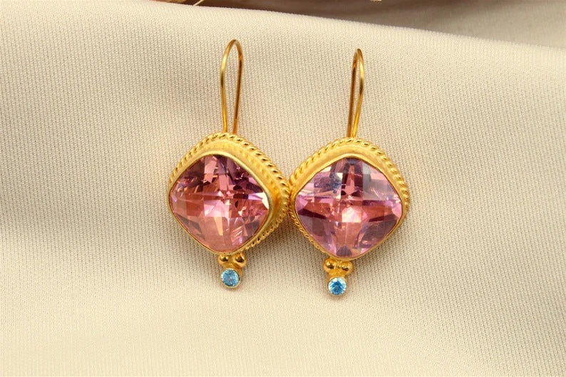 Vintage Pink Tourmaline Earrings