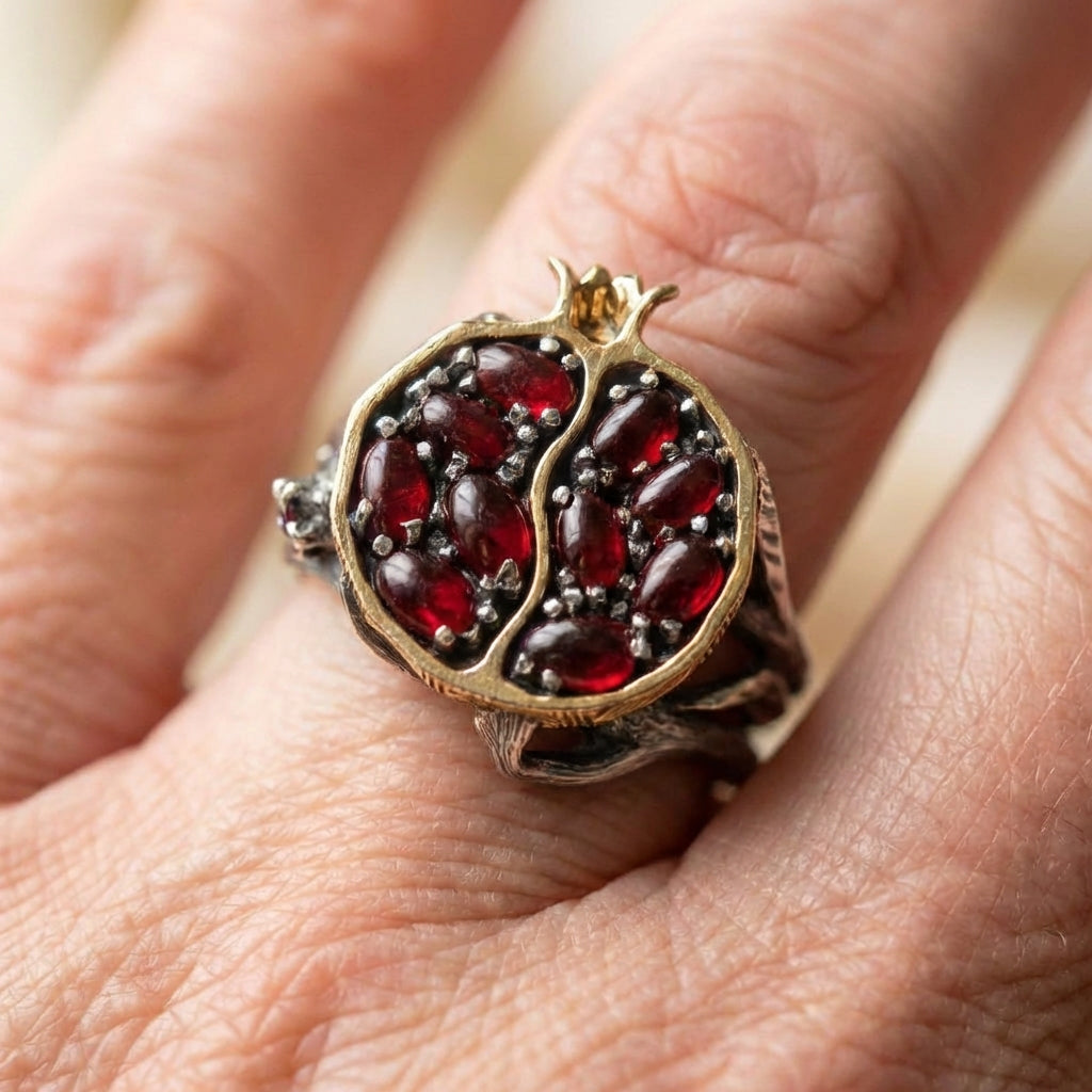Vintage Pomegranate Garnet Ring