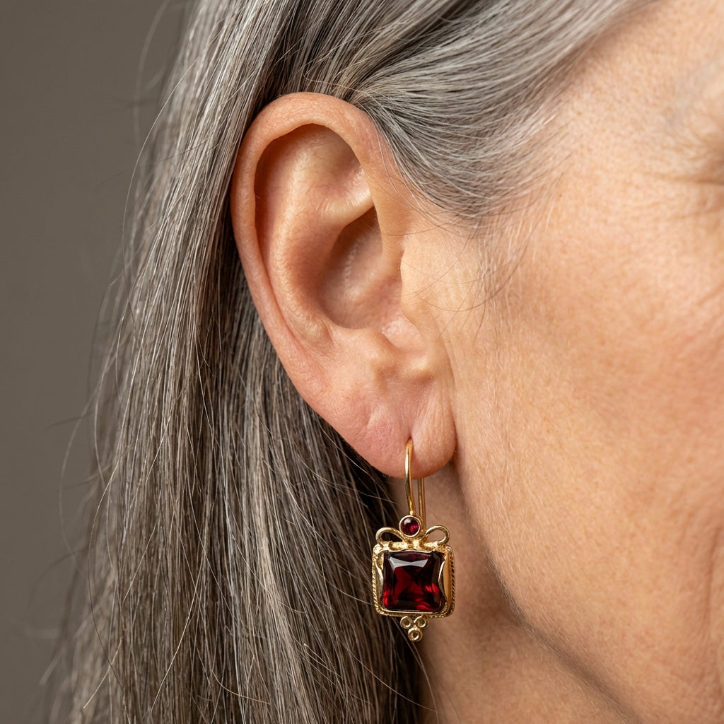 Vintage Red Crystal Earrings