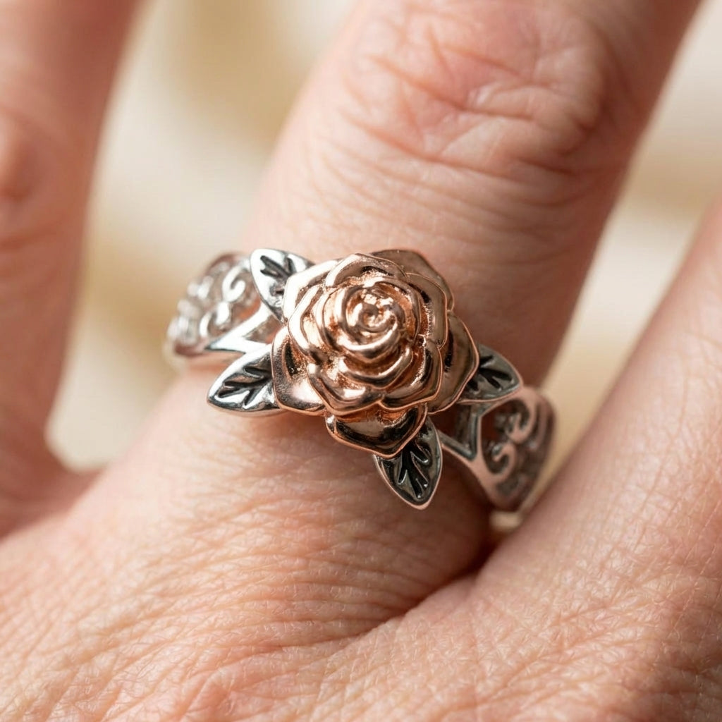 Vintage Rose Gold Flower Ring