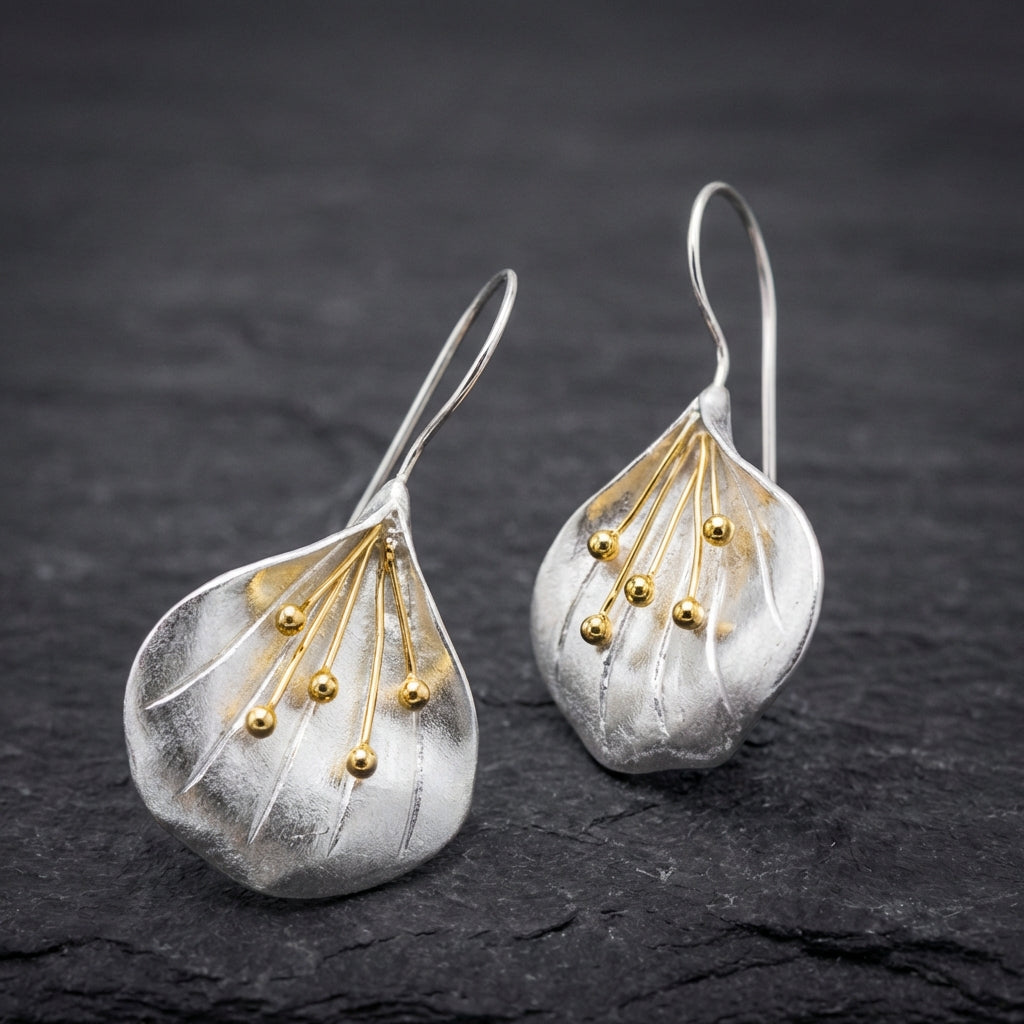 Vintage Silver & Gold Petal Earrings