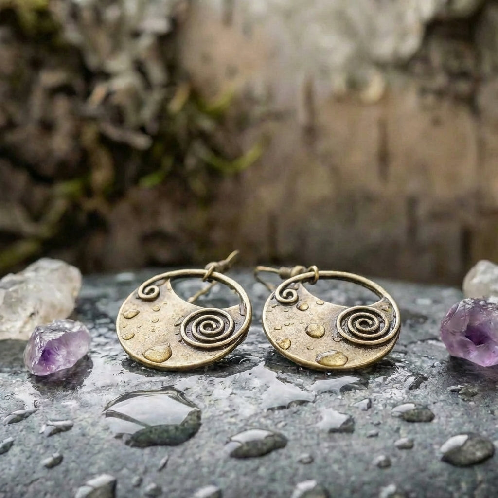 Vintage Spiral Bronze Earrings