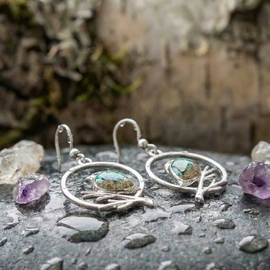 Vintage Turquoise Bird Earrings