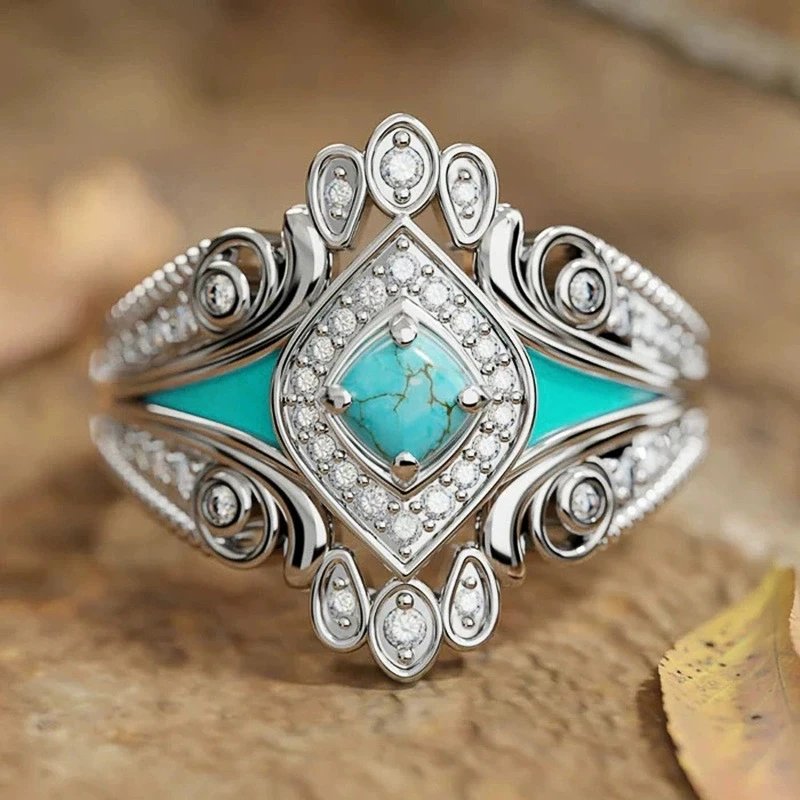 Vintage Turquoise Cz Ring