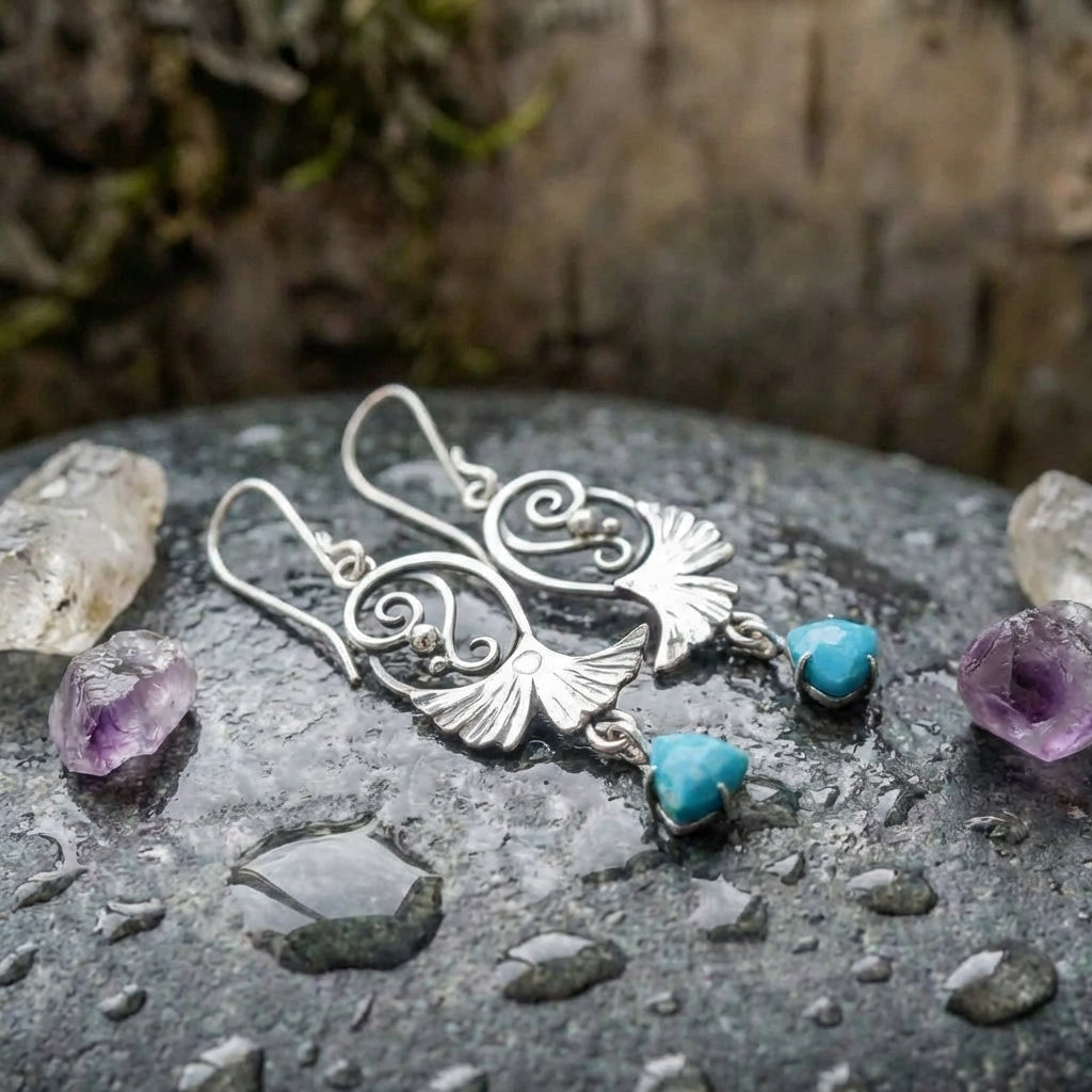 Vintage Turquoise Flower Earrings
