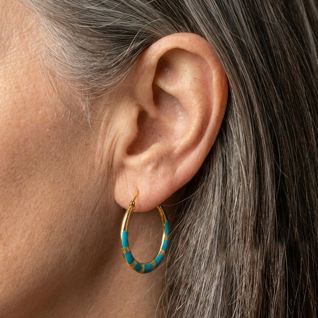 Vintage Turquoise Hoop Earrings