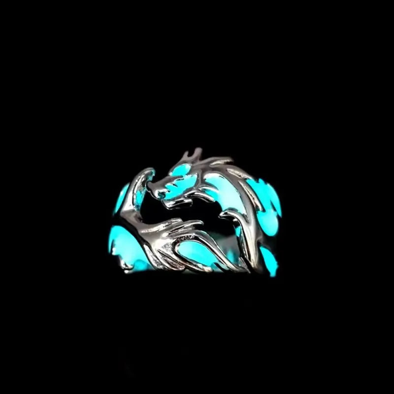 Blue Enamel Wave Silver Ring