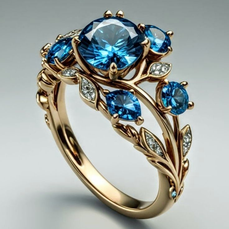 Blue Blossom Ring