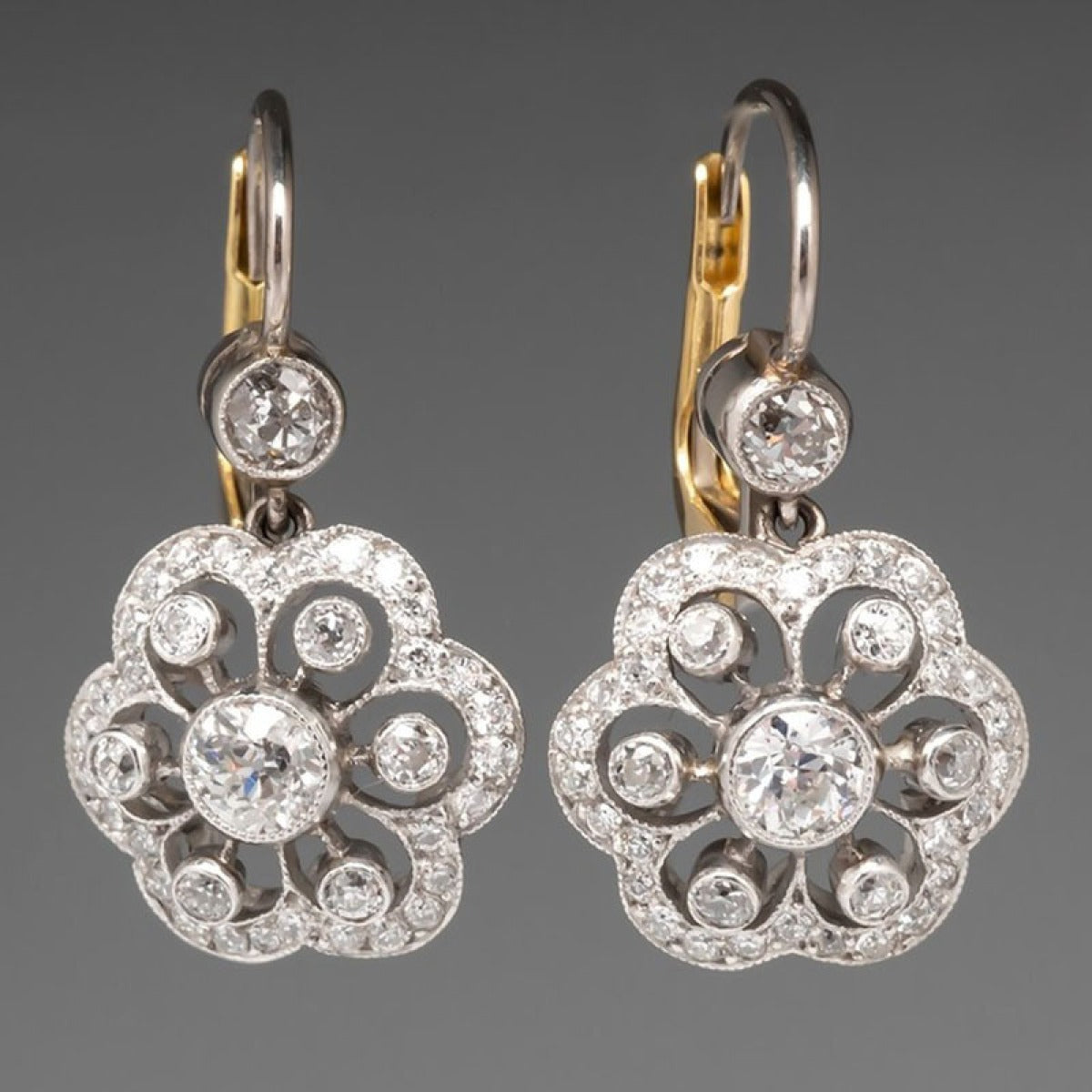 Vintage Crystal Golden Blossom Earrings