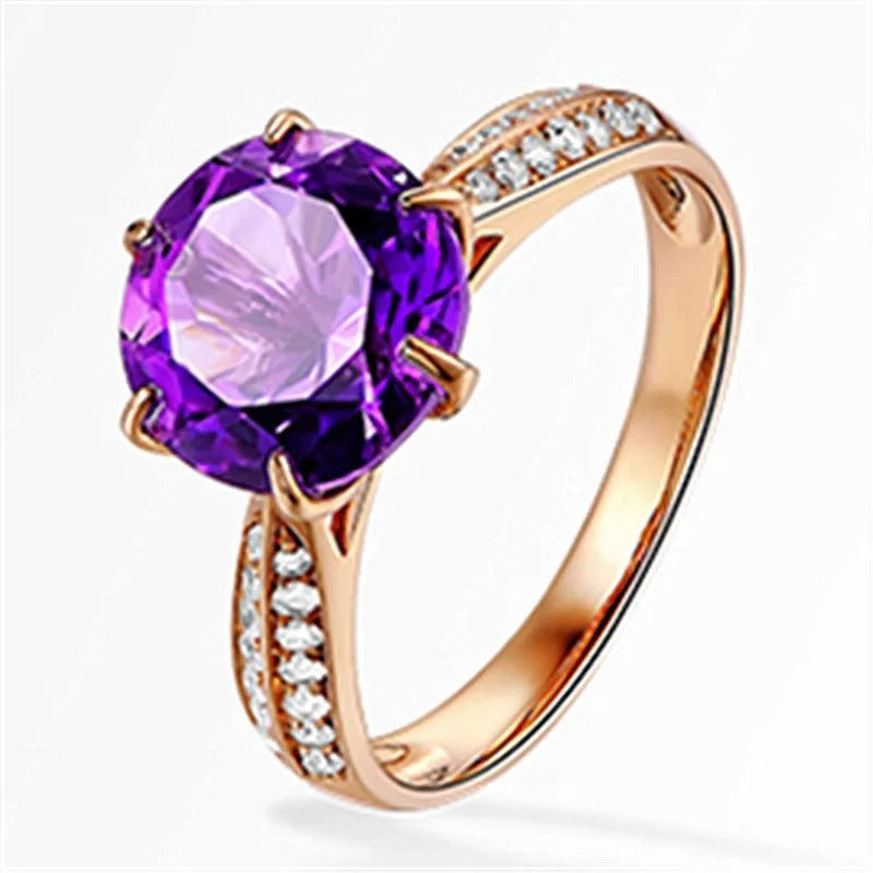 Violet Rounded Gold Glass Ring