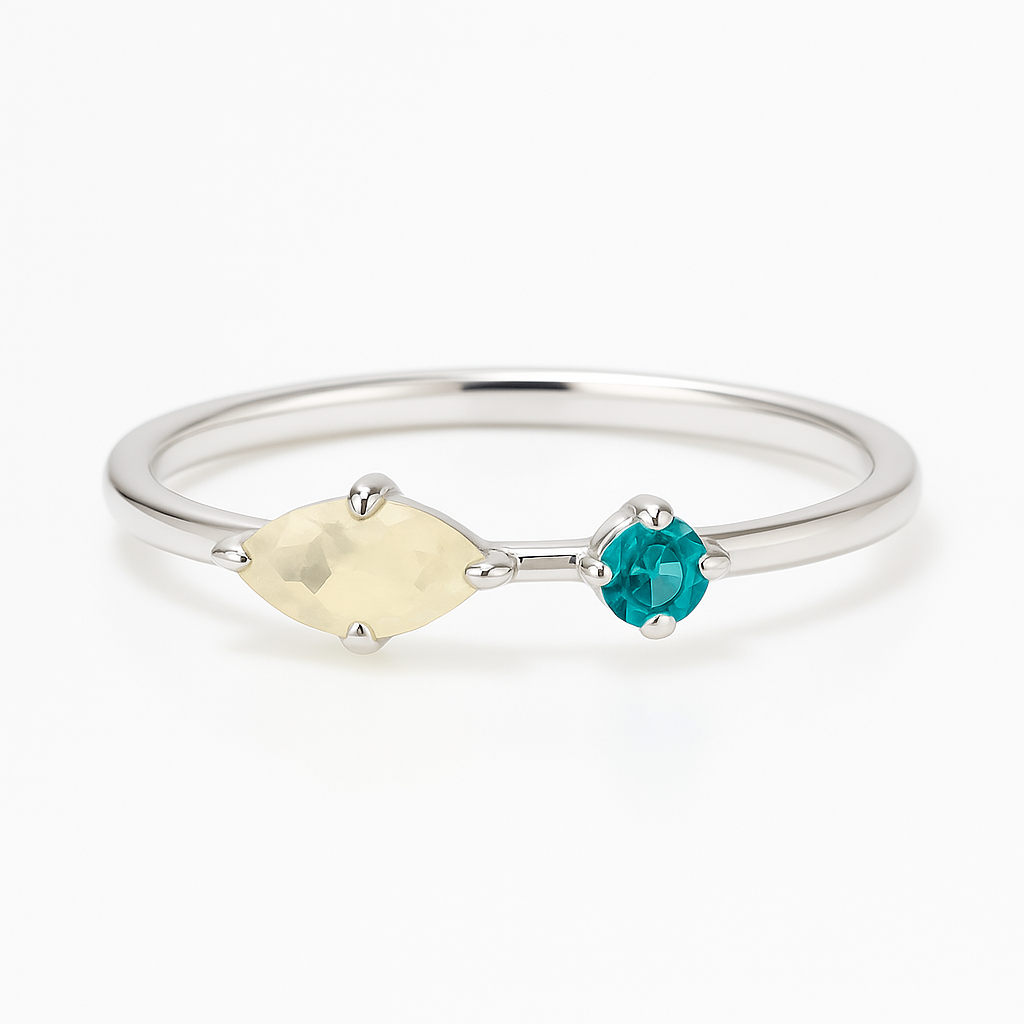 Aquamarine & Blue Topaz Stacking Silver Sterling Ring