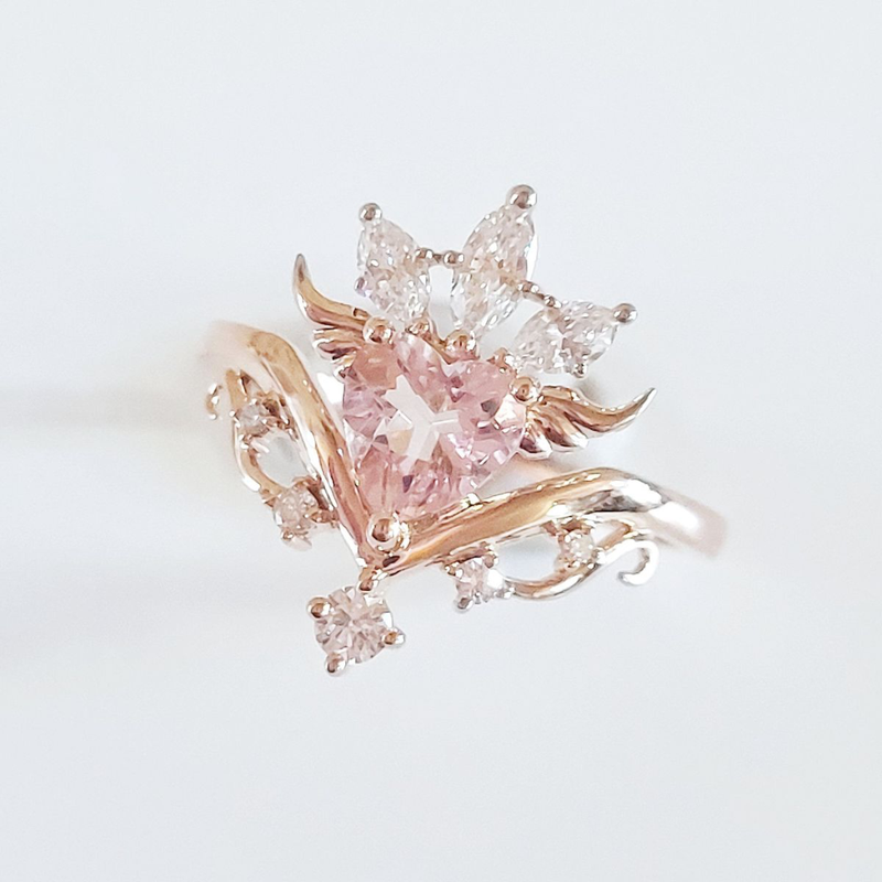 Angel Wings Heart Ring