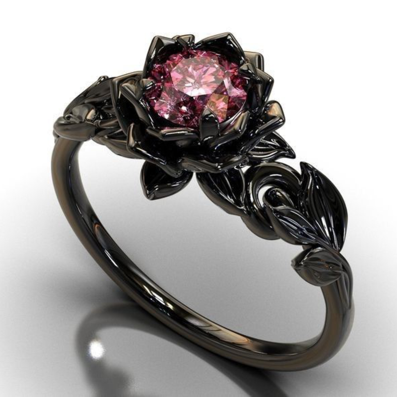 Black Rose Bloom Ring