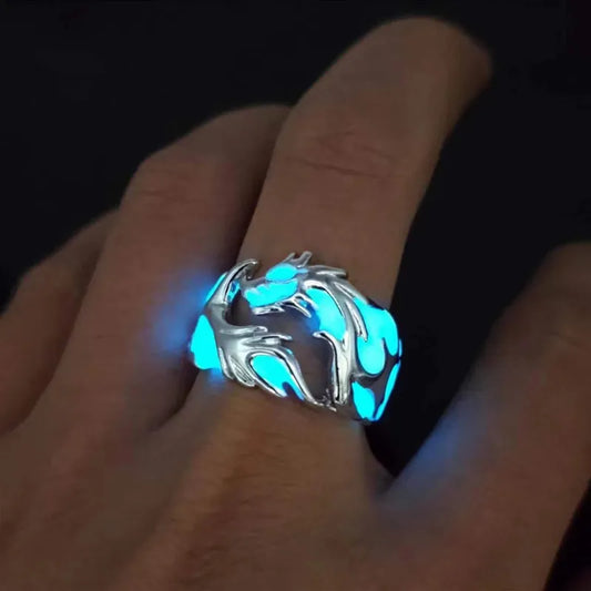 Blue Enamel Wave Silver Ring