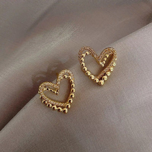 Beaded Heart Stud Earrings