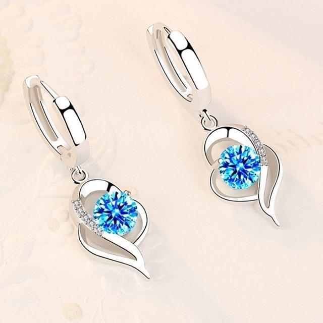 925 Sterling Silver And Zirconia Inlaid Floral Earrings