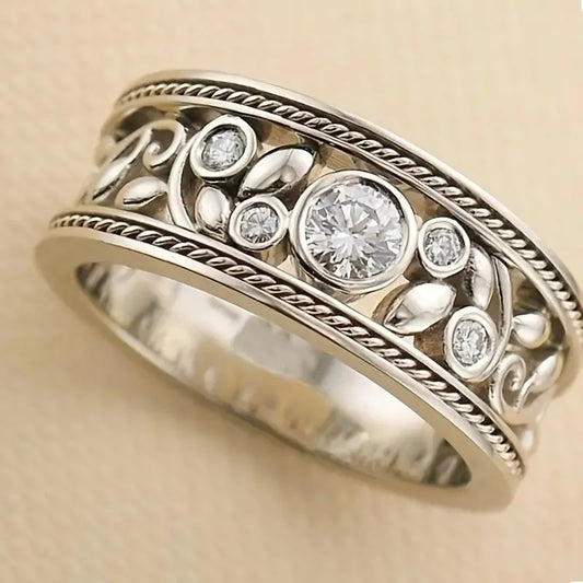 Vintage Zirconia Silvered Ring