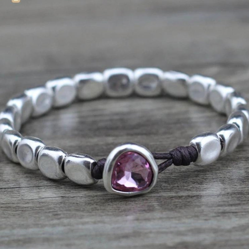 Crystal Stone Bracelets In Sterling Silver