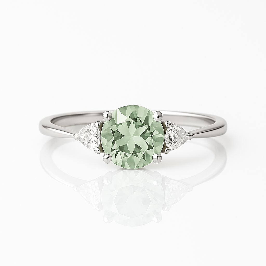 Green Amethyst Sterling Silver Ring