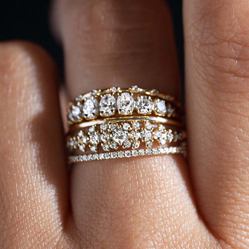 Vintage Golden Zirconia Ring Set