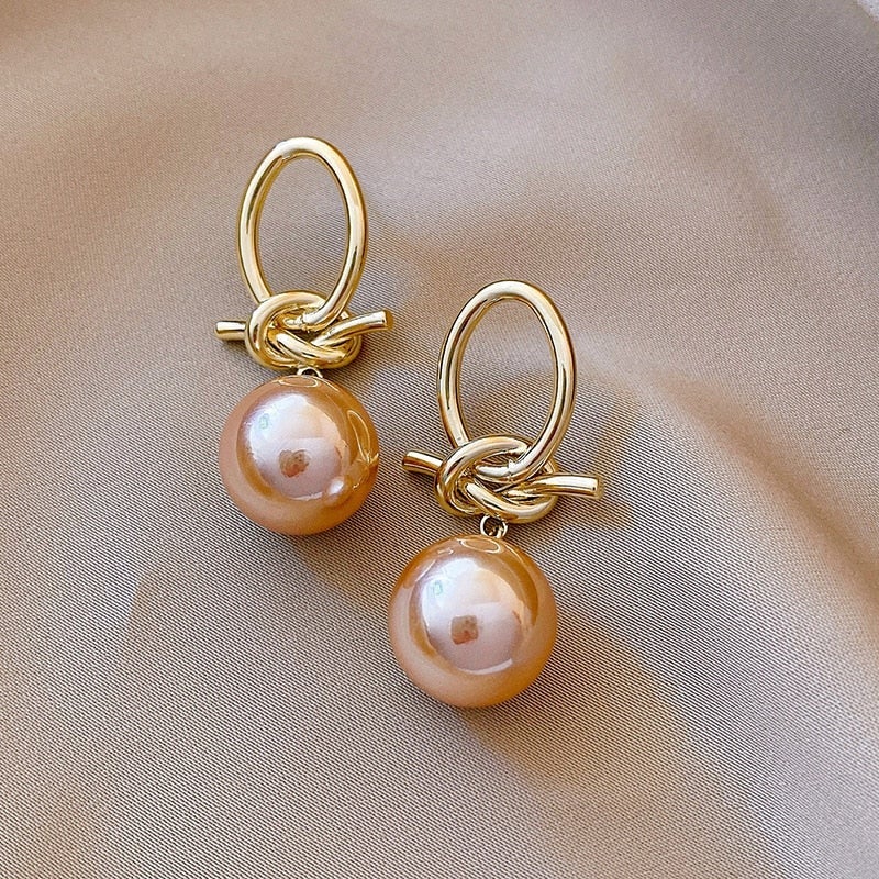 Pearl Loop Earrings In Gold