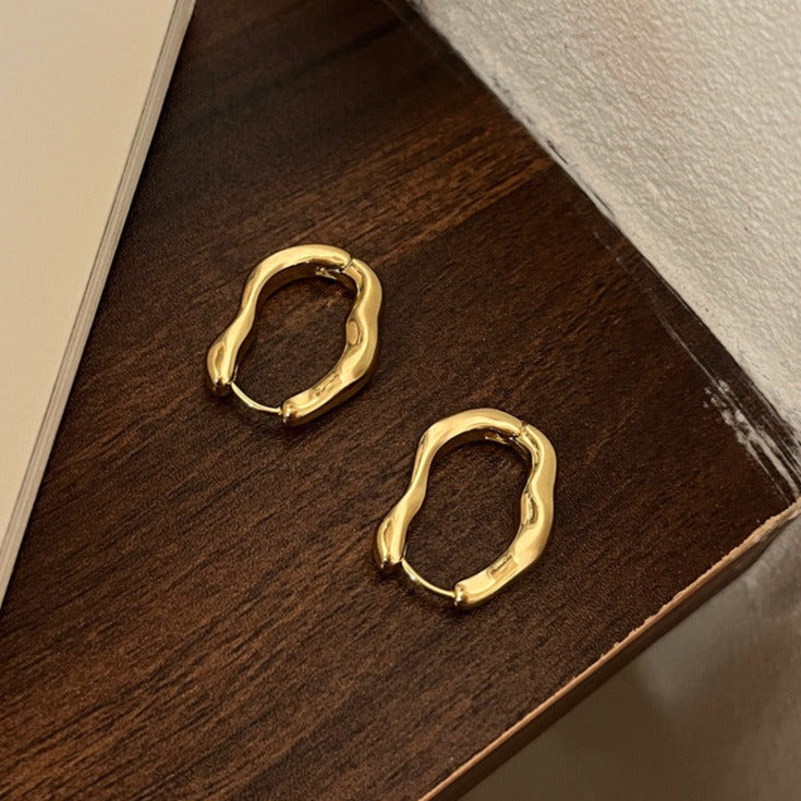 Vintage Irregular Gold And Silver Earrings