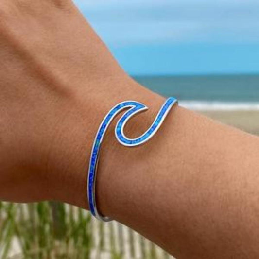 Sea Wave Opal Bracelet in Silver | Sustainable Ocean-Inspired Jewelry