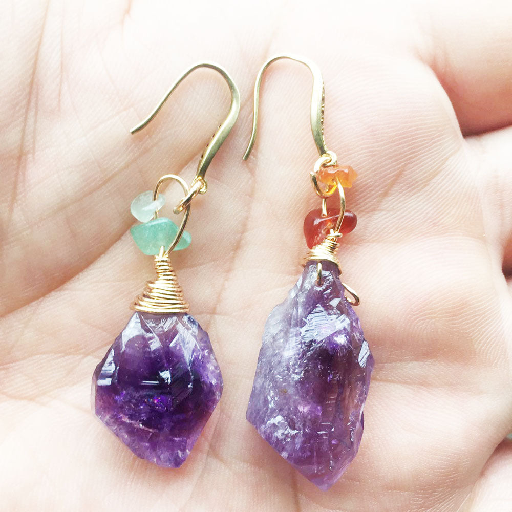 Amethyst Raw Earrings