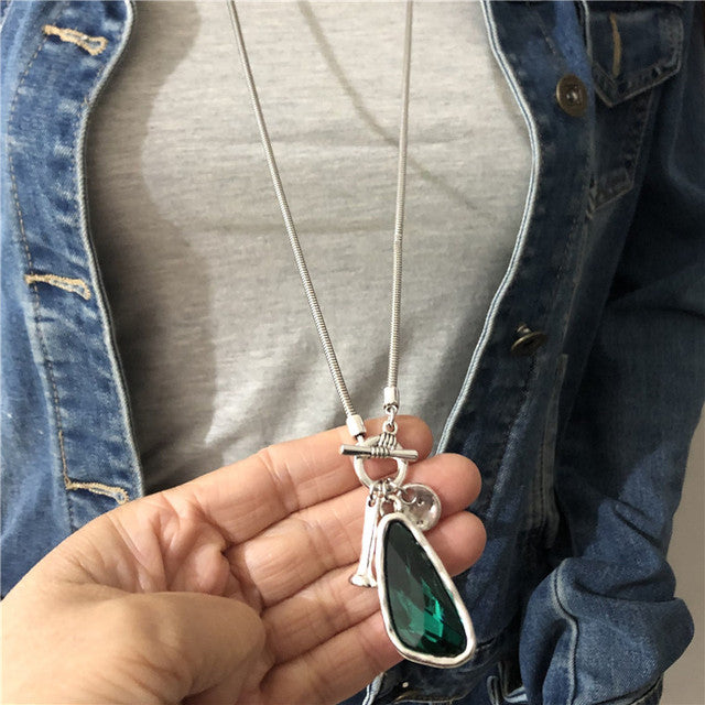Crystal Stone Pendant In Silver