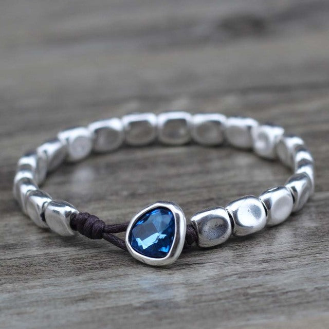 Crystal Stone Bracelets In Sterling Silver