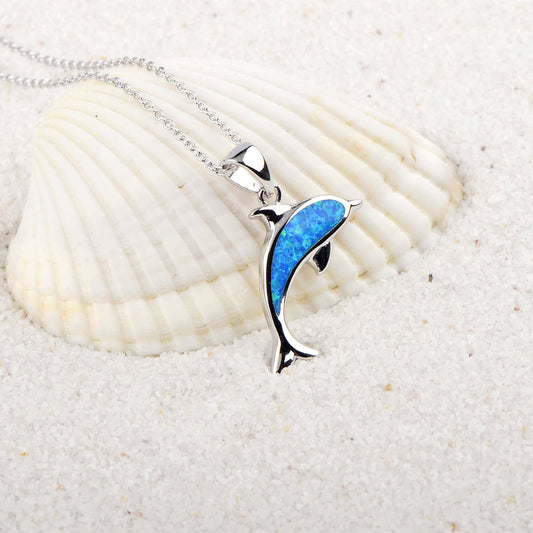 Blue Opal Dolphin Necklace