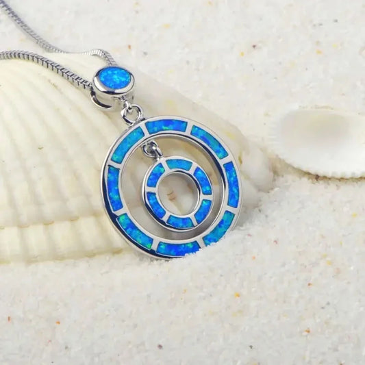 Blue Opal Spiral Necklace