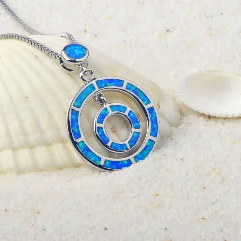 Blue Opal Spiral Necklace