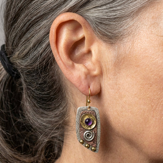 Bohemian Amethyst Drop Earrings