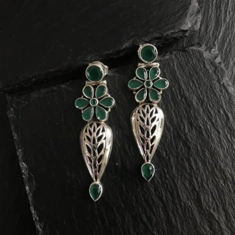 Bohemian Green Stone Earrings