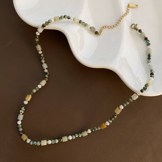 Bohemian Jade Beaded Necklace